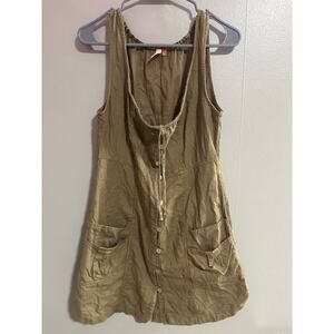 Pilcro Anthropologie Utility Button Front Tank Dress Olive Green Size Small